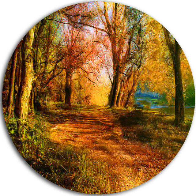 Beauty Of Nature, Landscape Disc Metal Wall Art - Contemporary - Metal ... intended for Beautiful Green Pasture On Sunrise, Landscape Disc Metal Wall Art, 11"