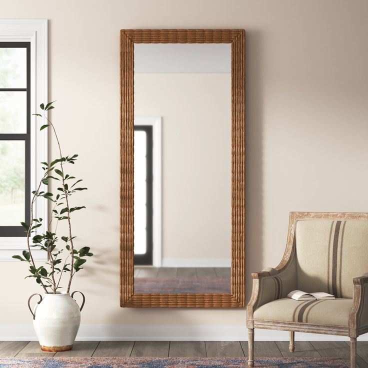Birch Laneâ„¢ Rosalie Seagrass Full Length Mirror - Wall & Accent Mirrors ... within Aarilynn Brown Accent Mirror Unveiled A Guide to Style and Placement