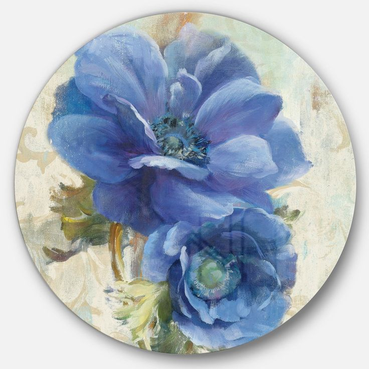 Blue Anemone Flower Farmhouse Metal Circle Wall Art intended for Understanding the Techniques Used in Creating Blue Anemone Sketches