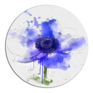 Blue Anemone Sketch Watercolor, Floral Disc Metal Artwork, Disc Of 11 ... for Beautiful Blue Anemone Sketch, Floral Disc Metal Artwork, 11"