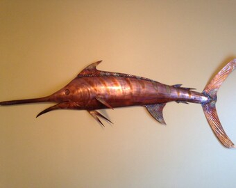 Blue Marlin Copper Wall Art Decore throughout From Sea to Wall Understanding the Crafting of Blue Marlin Sculptures