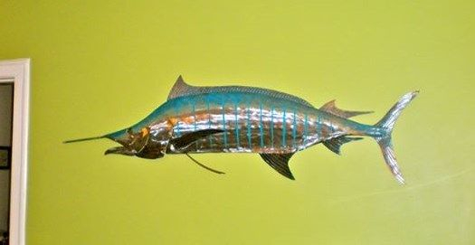 Blue Marlin Fish Wall Sculpture - Natural Steel / Copper And Aqua ... within From Sea to Wall Understanding the Crafting of Blue Marlin Sculptures