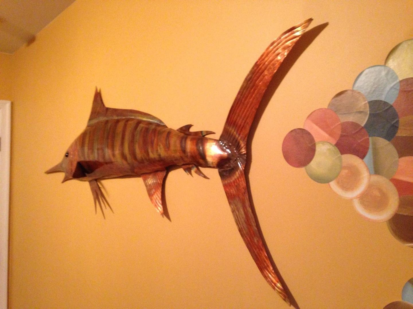 Blue Marlin Tropical Beach Coastal Copper Wall Art Sculpture Metal Art ... throughout Blue Marlin Fish Wall Sculpture, Copper Patina