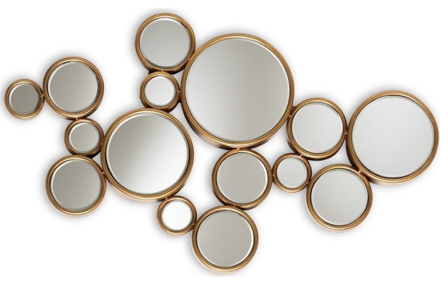 Bowery Hill Contemporary Bubble Decorative Metal Wall Mirror In Gold ... intended for Integrating Bowery Hill Mirrors into Your Interior Design Vision