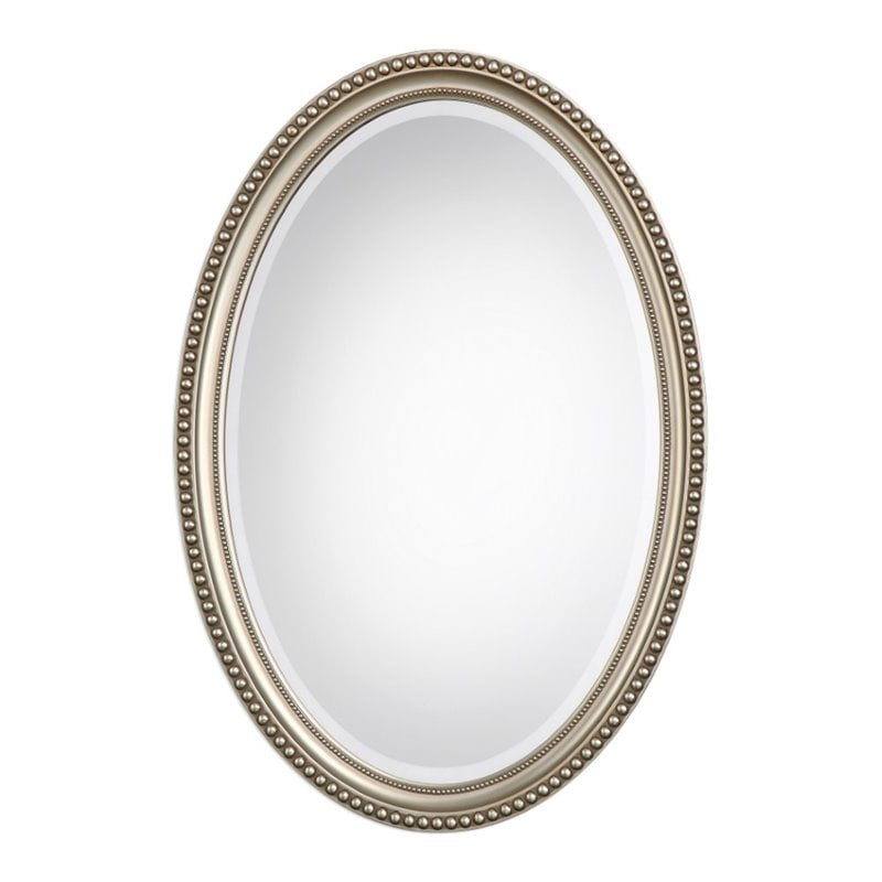 Bowery Hill Elnora Oval Mirror In Metallic Silver - Walmart.com intended for Bowery Hill Contemporary Metal Oval Wall Glass Mirror
