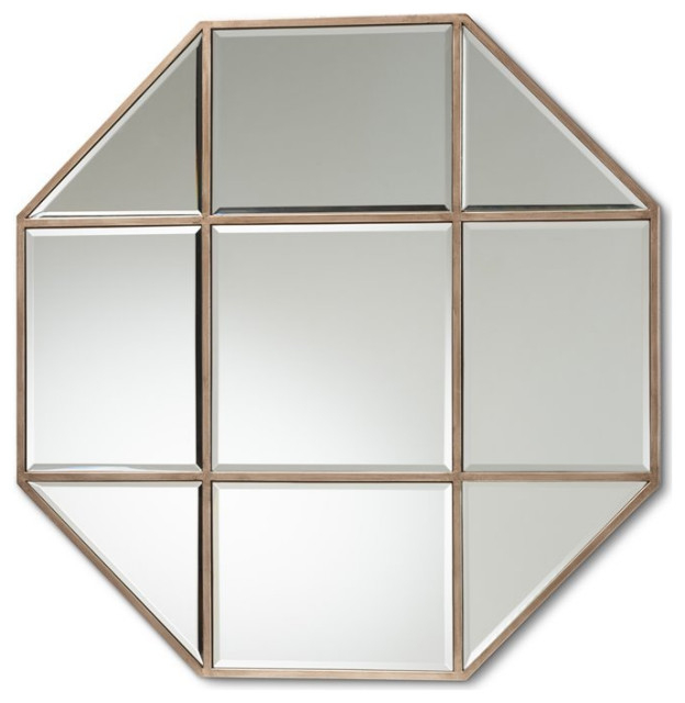 Bowery Hill Modern Antique Gold Finished Metal Accent Wall Mirror ... within Bowery Hill Contemporary Metal Oval Wall Glass Mirror