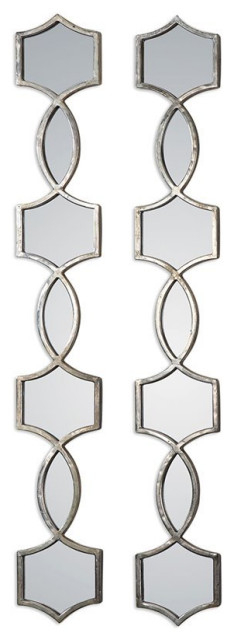 Bowery Hill Modern Metal Mirrors In Oxidized Silver (Set Of 2 ... for Bowery Hill Contemporary Metal Oval Wall Glass Mirror