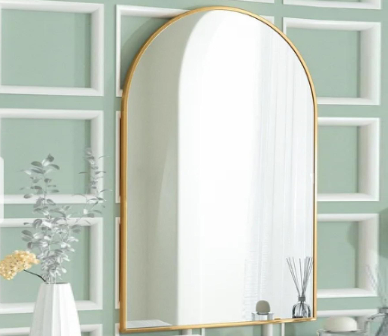 Buy Decorative Arch Mirror (Gold) Online In India At Best Price ... with regard to Acmegorsedd Wooden Arched Mirror In Gold Ivory