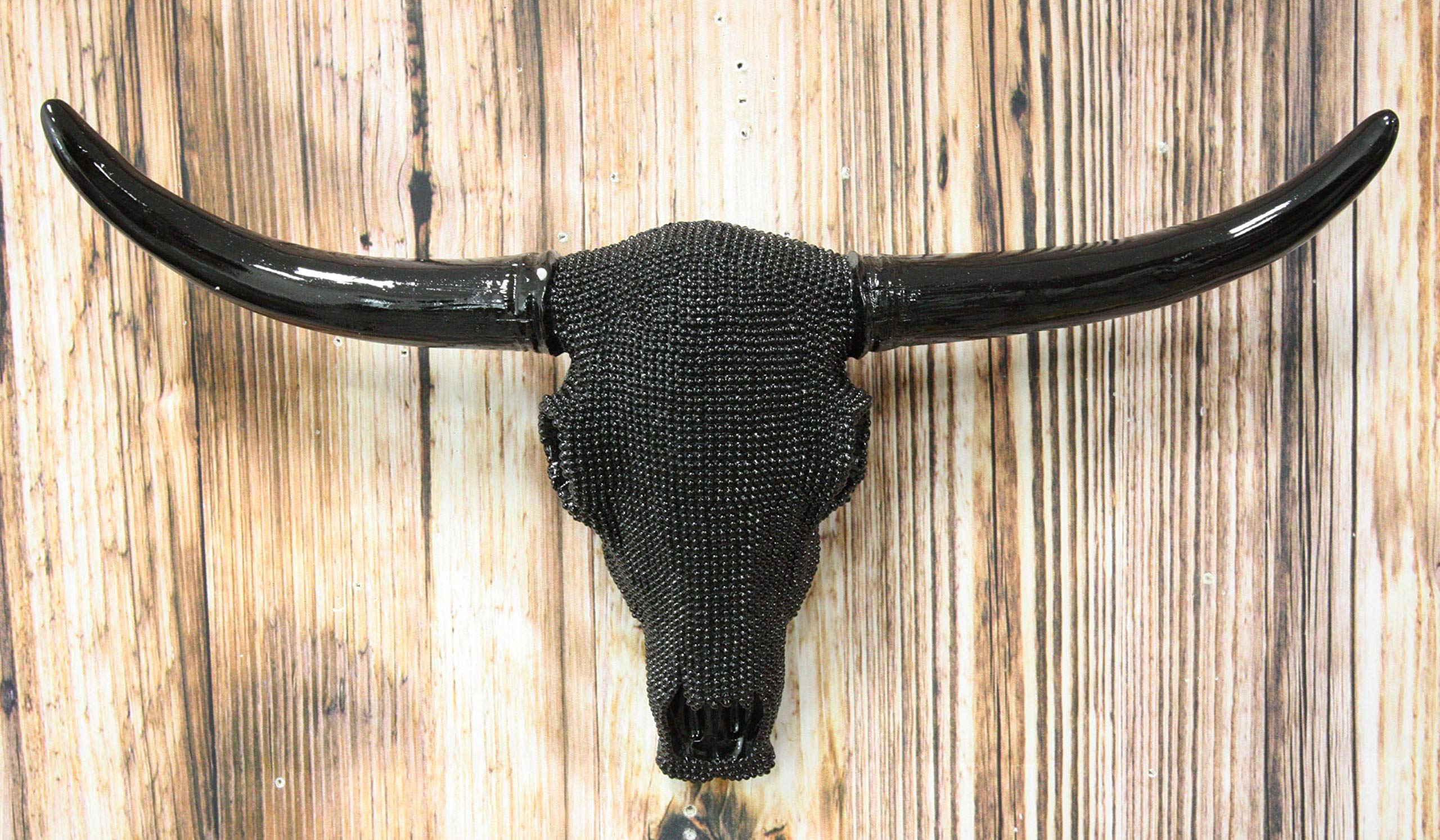 Buy Ebros Gift Large 18.25"W Longhorn Cow Cattle Bejeweled Black Beads ... inside The Enduring Appeal of Asian Art Imports Bull Head A Timeless Treasure