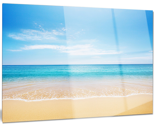 "Calm Blue Sea And Sky" Photography Metal Wall Art, 28"X12" - Beach ... with "Clear Blue Sky And Ocean At Sunset" Metal Wall Art, 28"X12"