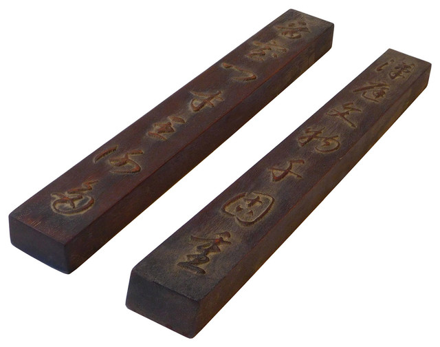Chinese Pair Natural Wood Relief Characters Rectangular Paperweights ... inside Chinese Pair Natural Wood Relief Carving Rectangular Paperweights Hcs4707