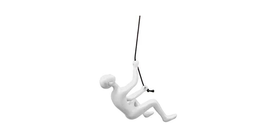 Climbing Man Wall Art Sculpture with Red 1-Piece Climbing Man Art Exploring Form and Function