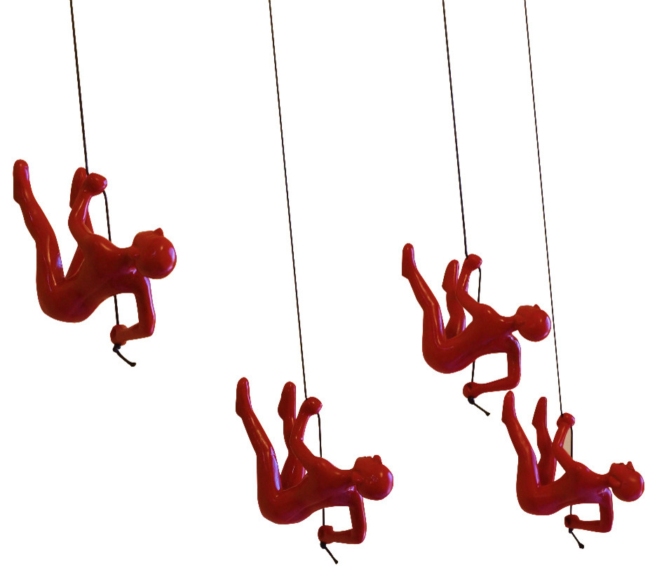 Climbing Man Wall Art, Set Of 4 - Wall Sculptures - By Eladitems | Houzz for 1-Piece Climbing Man Wall Art Sculpture, Red
