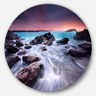 Designart 'Fascinating View Of Rocky Coast' Seashore Round Metal Wall ... inside The Art of the Azores A Journey Through Rocky Coastlines and Seaside Charm