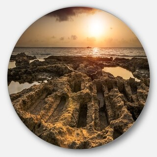 Designart 'Glowing Sunlight On Ancient Ruins' Landscape Disc Metal Wall ... regarding Ancient Ruins On Beach Sunset, Beach Disc Metal Wall Art, 11"