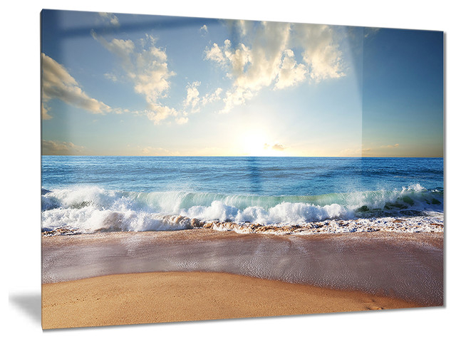 Designart - Sea Sunset' Disc Seascape Photography Circle Metal Wall Art ... with regard to The Emotional Resonance of Clear Blue Sky and Ocean Sunset Art