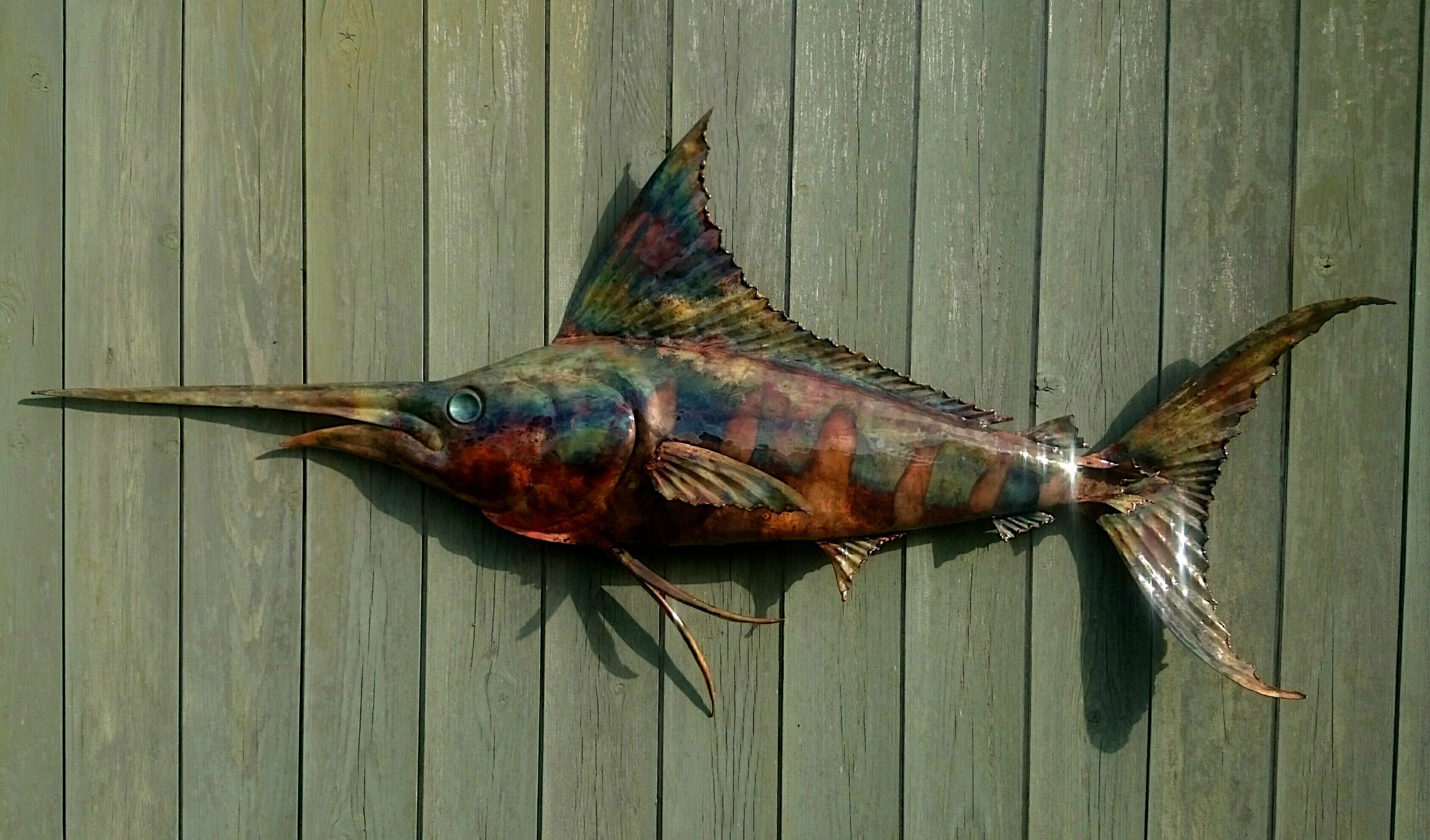 Emily Stone Copper Fish Blue Marlin Swordfish Sculpture - Copper Creatures with From Sea to Wall Understanding the Crafting of Blue Marlin Sculptures