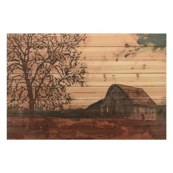 Erstwhile Barn Digital Wall Art Print On Solid Fir Wood Planks throughout "Twilight Palms" Wood Wall Art Digital Print On Solid Fir Wood Planks, Set Of 2
