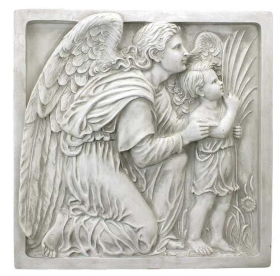 Guiding Angel Sculptural Wall Frieze Extra Large Size Plaque with Angel Of Peace Frieze Large Wall D̩cor
