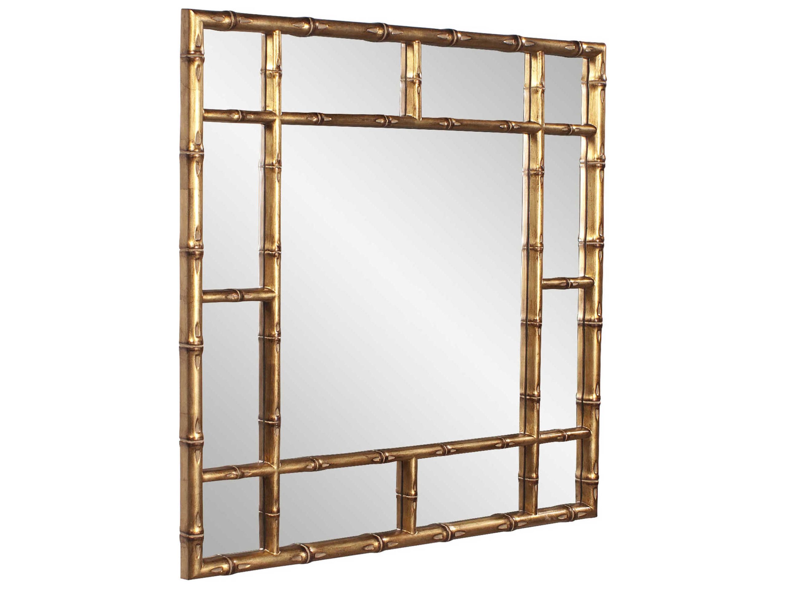 Howard Elliott Bamboo Country Gold Square Wall Mirror | He92120 pertaining to Bamboo Square Wall Mirror, Natural, Black