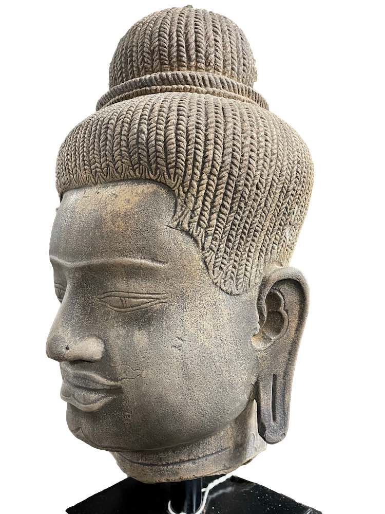 Khmer Sculpture Sandstone Head Of Shiva | Asian Art Imports regarding The Enduring Appeal of Asian Art Imports Bull Head A Timeless Treasure