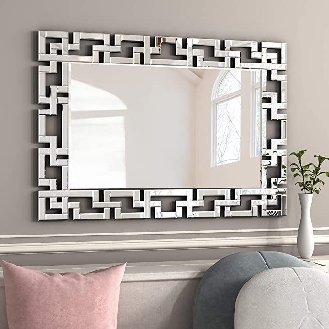 Kohros Large Decorative Rectangle Mirror For Wall Decor Silver Beveled ... with Mirror Mirror on the Wall Reflecting on the Benefits of a 38&amp;quot; Rectangle Accent Piece