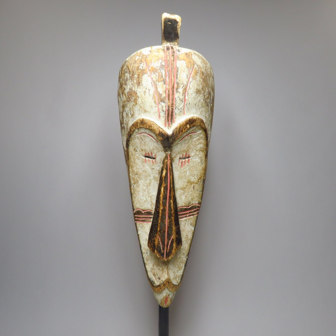 Large African Tribal Fang Ngil Mask Vintage Carved Wooden Gorilla Head ... regarding The Artistry and Significance of Carved and Painted Gabon Fang Masks