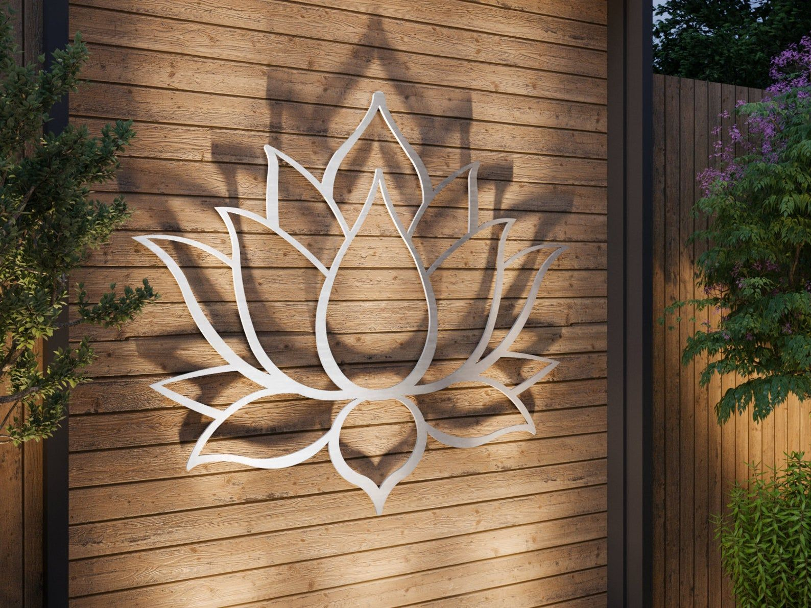 Lotus Flower Large Outdoor Metal Wall Art, Garden Sculpture, Zen Decor ... regarding Elevating Your Interior with the Allure of Rustic Wall Decor