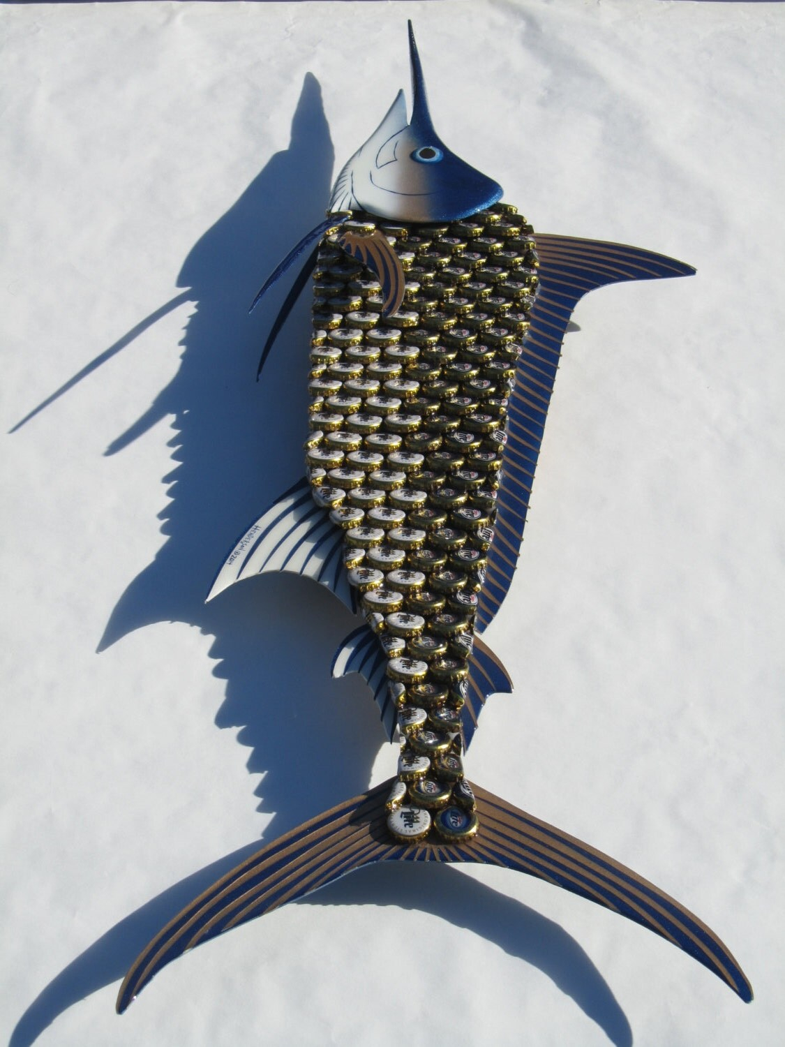 Metal Fish Wall Art Blue Marlin Fish Bottlecap Art for From Sea to Wall Understanding the Crafting of Blue Marlin Sculptures