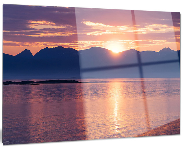 "Norwegian Seashore At Sunset" Modern Metal Wall Art, 28"X12" - Beach ... with regard to "Clear Blue Sky And Ocean At Sunset" Metal Wall Art, 28"X12"