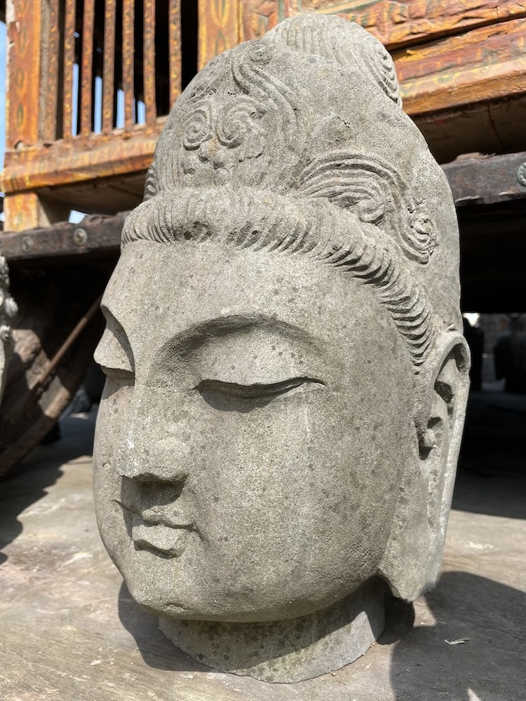 Old Gray Marble Guan Yin Head | Guanyin Head, Asian Art Imports pertaining to The Enduring Appeal of Asian Art Imports Bull Head A Timeless Treasure