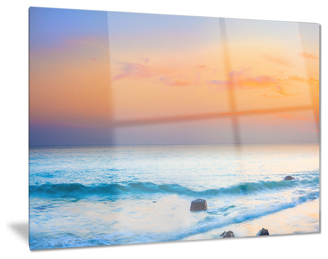 "Orange Sunset Panorama" Photo Glossy Metal Wall Art, 28"X12" - Beach ... with Beyond the Image Exploring the Artistic Depth of Metal Wall Art
