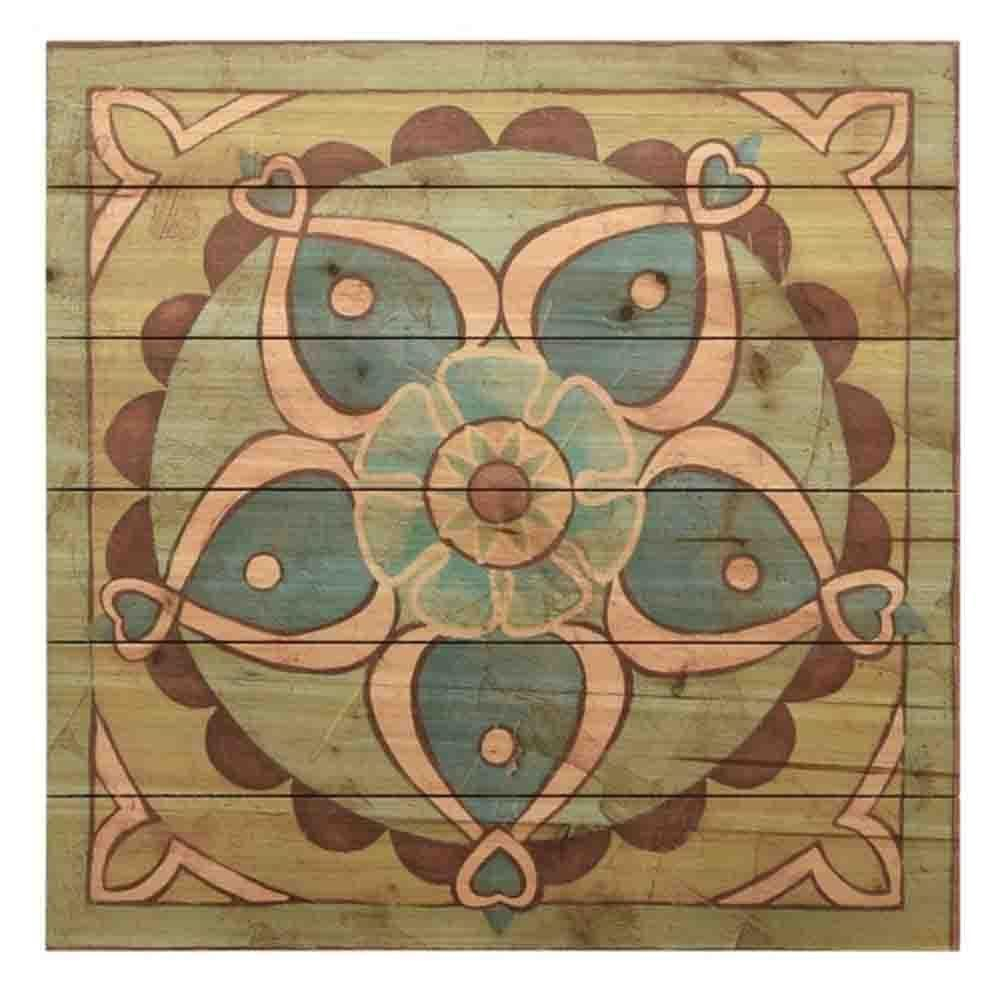 Ornamental Tile Ii ~ Solid Fir Wood Planks | Wood Wall Art, Canvas Art ... within Exploring the Textures and Tones of Twilight Palms Artistry