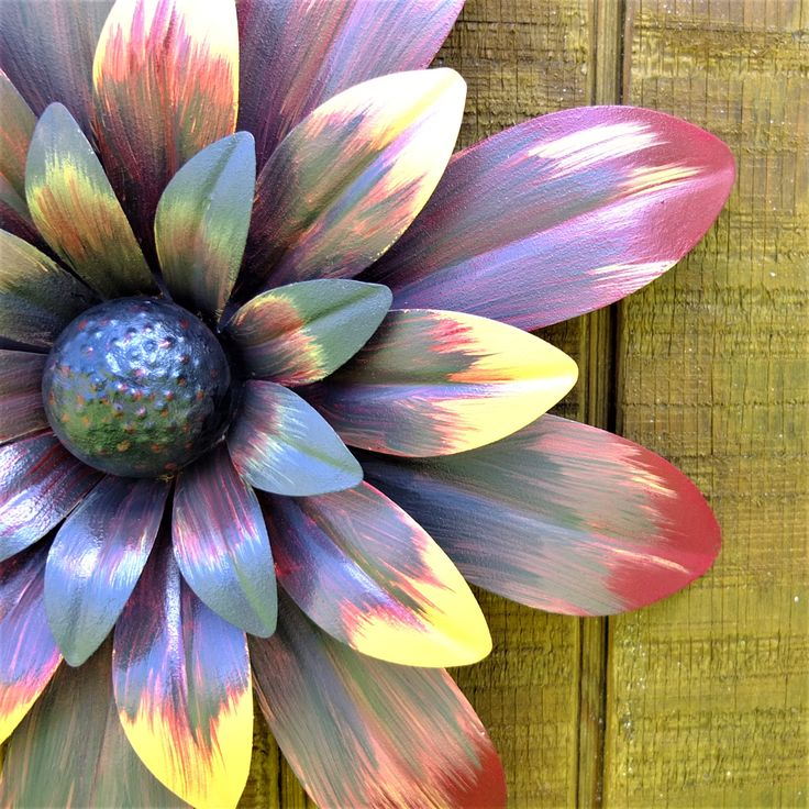 Outdoor Metal Wall Art, Rustic Decor, Fall Wreath, Garden Decor ... inside 36 Inch Rustic Wood Metal Flower Sculpture Home Decor Wall Hanging Art Set Of 2