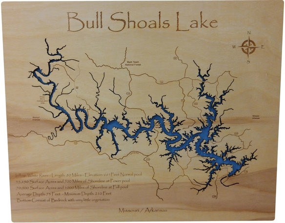 Personal Handcrafted Displays Bull Shoals Lake, Missouri, Arkansas-Wood ... pertaining to Mapping Your Adventure A Detailed Look at the Arkansas-Wood Lake Map