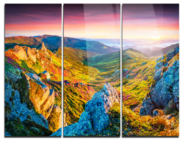 "Pink Rhododendron Flowers" Photo Metal Wall Art, 3 Panels, 36"X28", 36 ... inside Beyond the Canvas A Collector's Guide to Moraine Lake Metal Wall Art