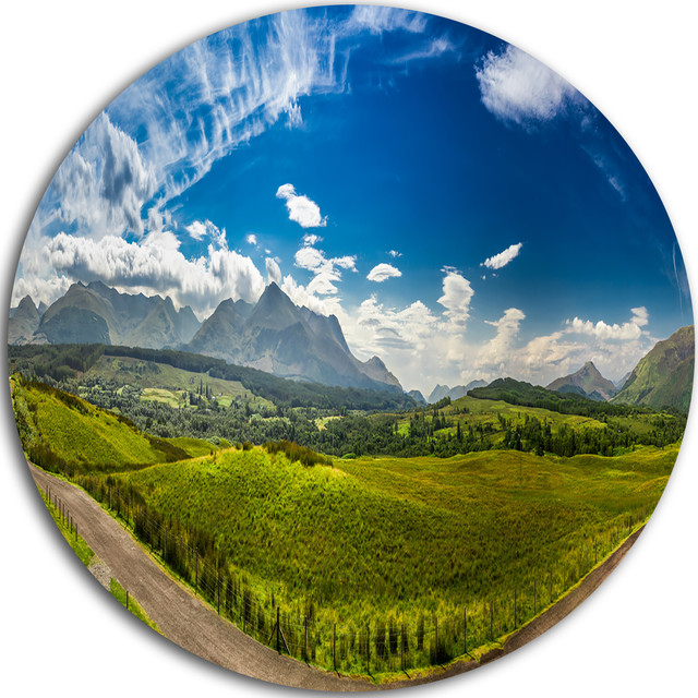 Scottish Highlands Panoramic View, Landscape Disc Metal Wall Art, Disc ... pertaining to Beautiful Green Pasture On Sunrise, Landscape Disc Metal Wall Art, 11"