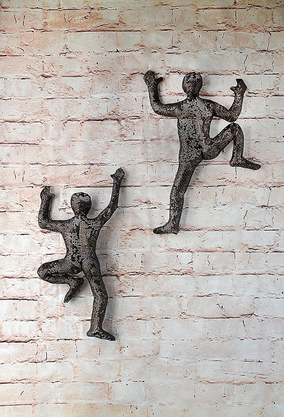 Set Of 2 Climbing Sculpture Wall Art Gift For Home Decor Interior ... inside Red 1-Piece Climbing Man Art Exploring Form and Function