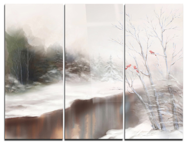 "Snowy Silence" Glossy Metal Wall Art, 3 Panels, 36"X28", 36"X28" 3 ... with regard to "Moraine Lake In Banff Park Canada" Metal Wall Art, 3 Panels, 36"X28"