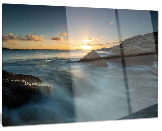 "Sydney Seashore At Sunset" Glossy Metal Wall Art, 28"X12" - Beach ... for "Sunset Beach Panorama" Modern Glossy Metal Wall Art, 28"X12"