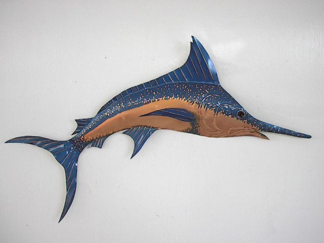 The Blue Marlin Hammered Copper Sculpture By David Blaine Free Shipping ... in From Sea to Wall Understanding the Crafting of Blue Marlin Sculptures