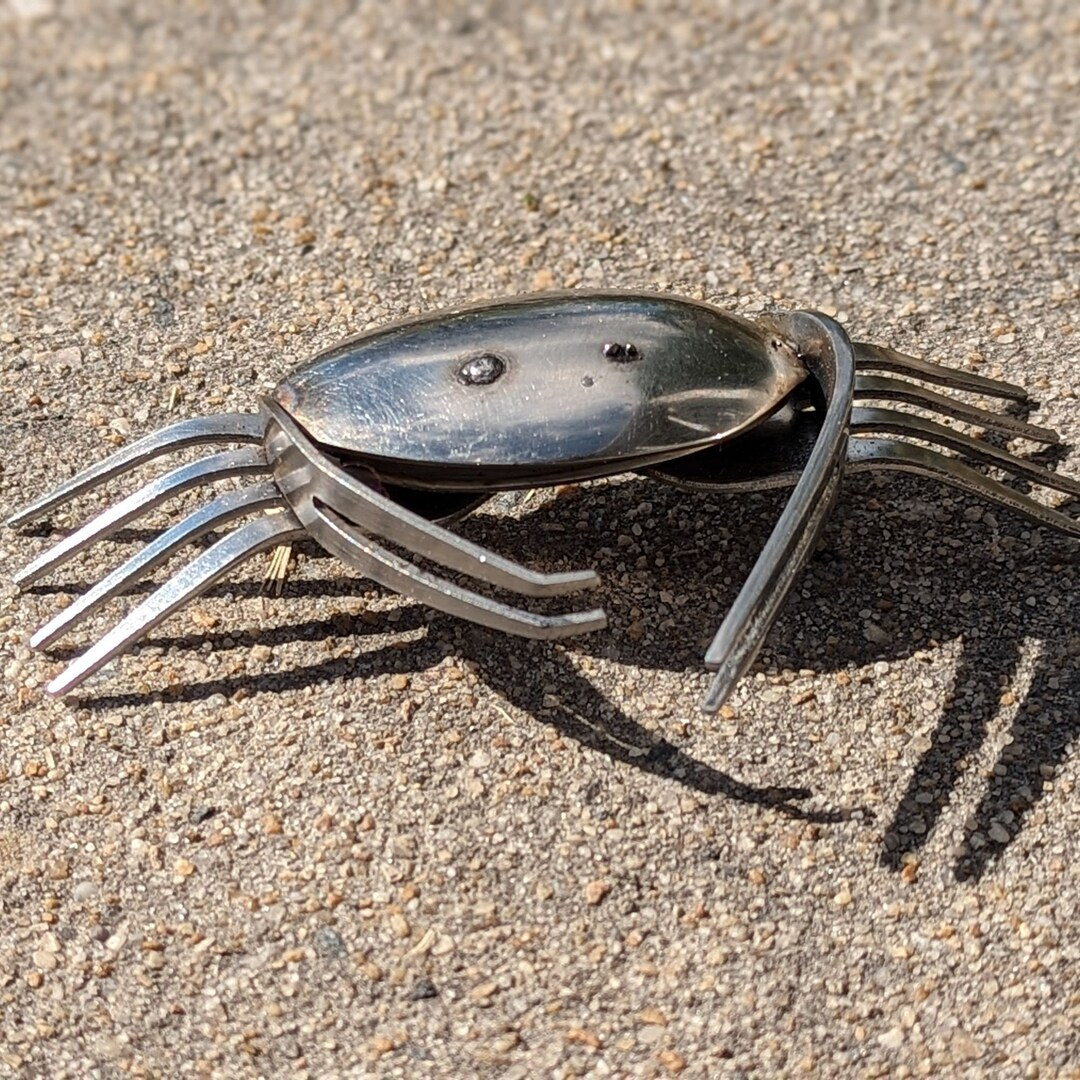 Upcycled Cutlery Crab Sculpture Reclaimed Metal Crab Art Coastal Beach ... in Exploring the Diverse Styles and Applications of 3D Metal Crab Art