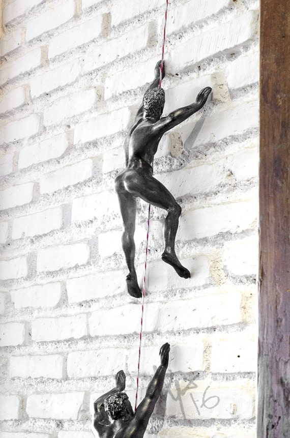 Wall Sculpture Climber Climbing Man Wall Climber Wall By Vyaart with regard to 1-Piece Climbing Man Wall Art Sculpture, Red