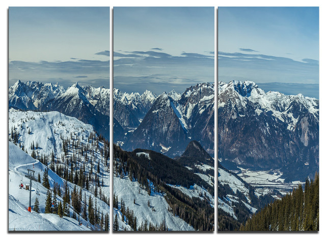 "White Ski Slope Panoramic View" Metal Wall Art, 3 Panels, 36"X28", 36 ... regarding "Moraine Lake In Banff Park Canada" Metal Wall Art, 3 Panels, 36"X28"