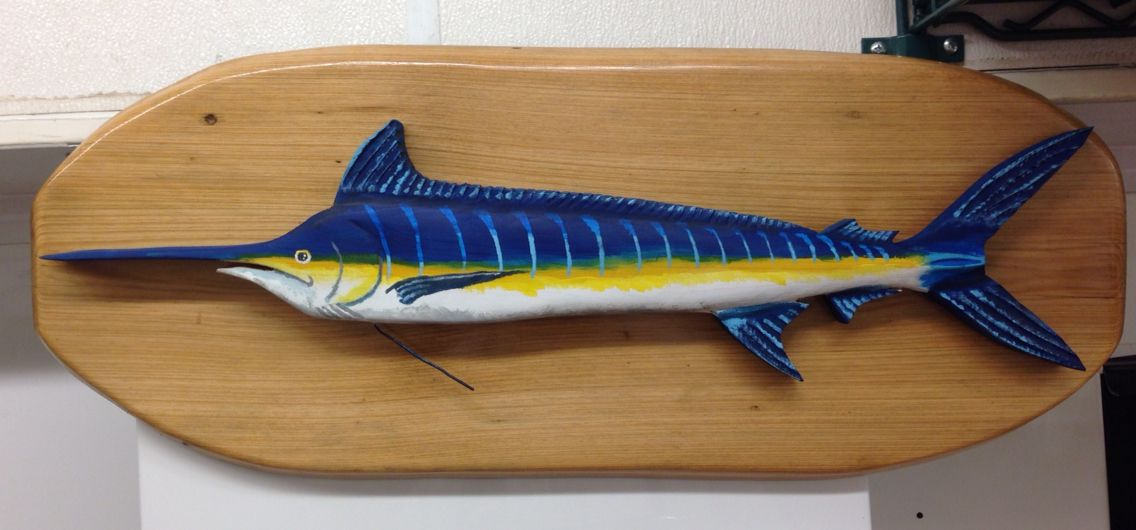 Wood Hand Carved And Painted Blue Marlin. | Wood Carving Art Sculpture ... throughout From Sea to Wall Understanding the Crafting of Blue Marlin Sculptures