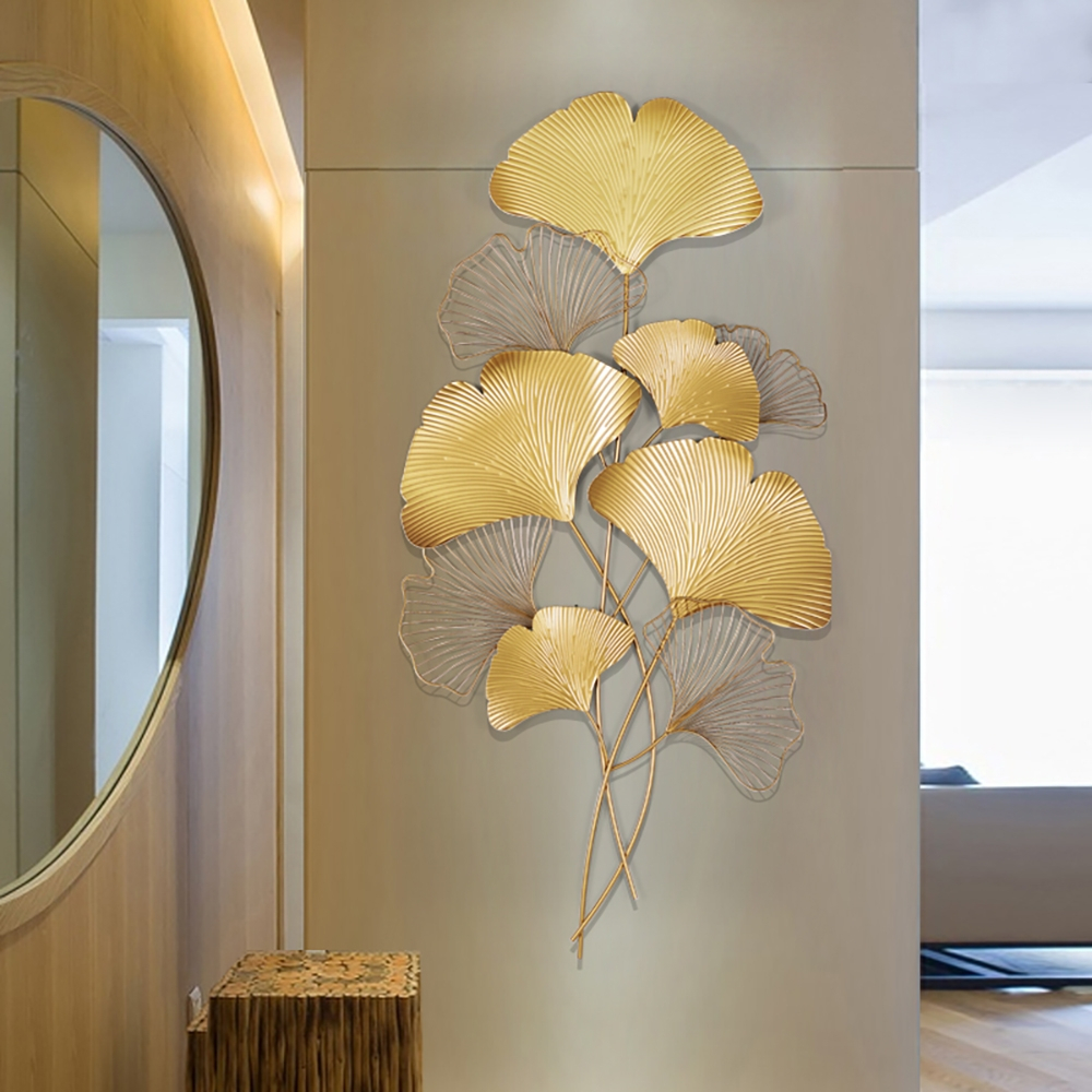 22" X 43" Metal Ginko Leaf Modern Home Wall Decor In Gold - Wall Decor ... pertaining to Ginko Leaf Decor Beyond the Basics Exploring Texture and Dimension