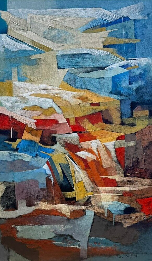 Bridging Worlds By Kandan G | Acrylic Painting for Bridging Worlds How to Harmonize Contemporary Art with Classic Interiors
