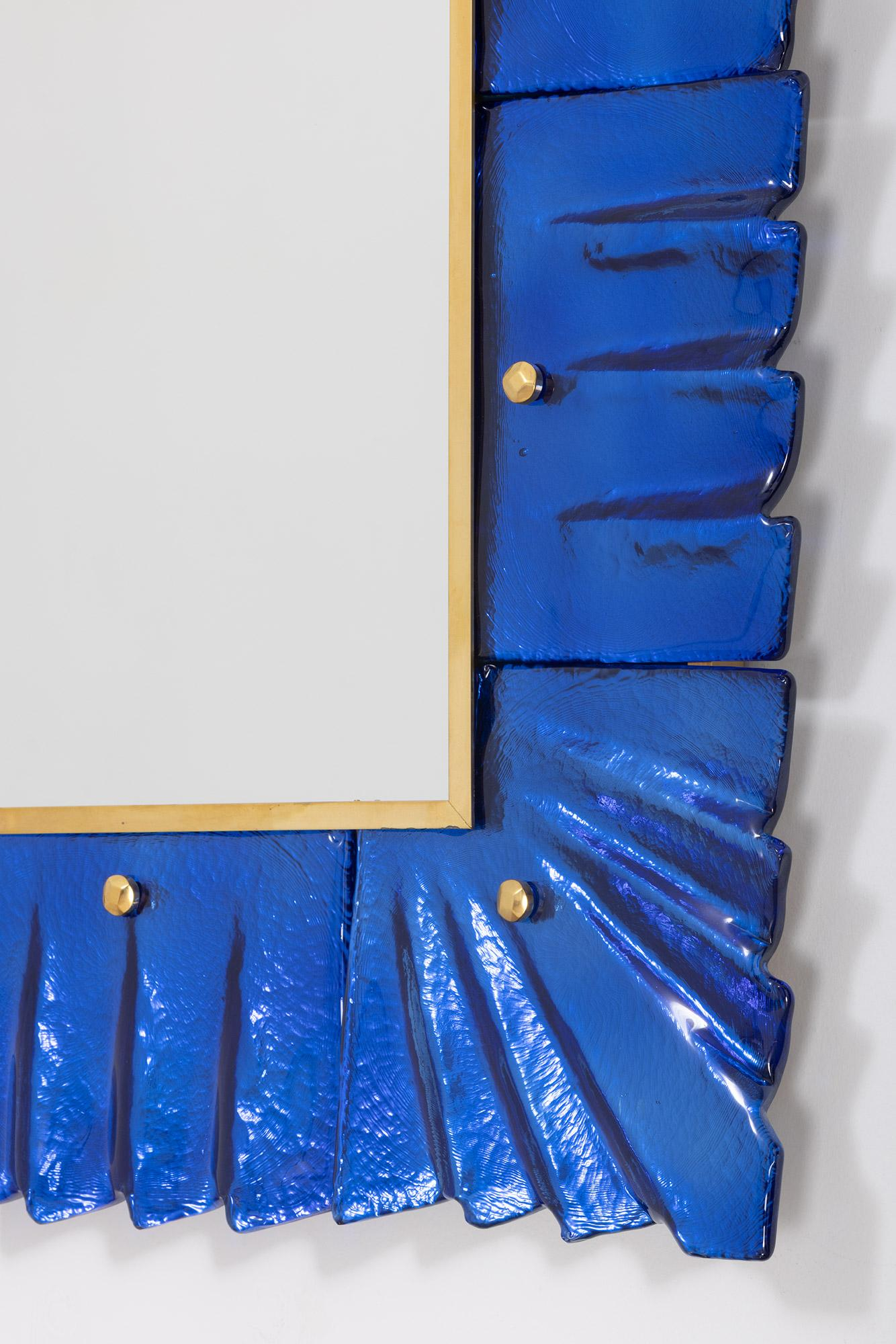 Contemporary Murano Cobalt Blue Glass Mirror, In Stock For Sale At ... with regard to Color Psychology and Design Decoding the Allure of Royal Blue Mirrors