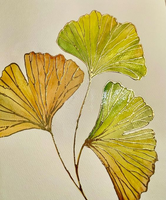 Foiled Ginko Leaves Using The Decorative Life Gold Size Short | Gingko ... with regard to Ginko Leaf Decor Beyond the Basics Exploring Texture and Dimension
