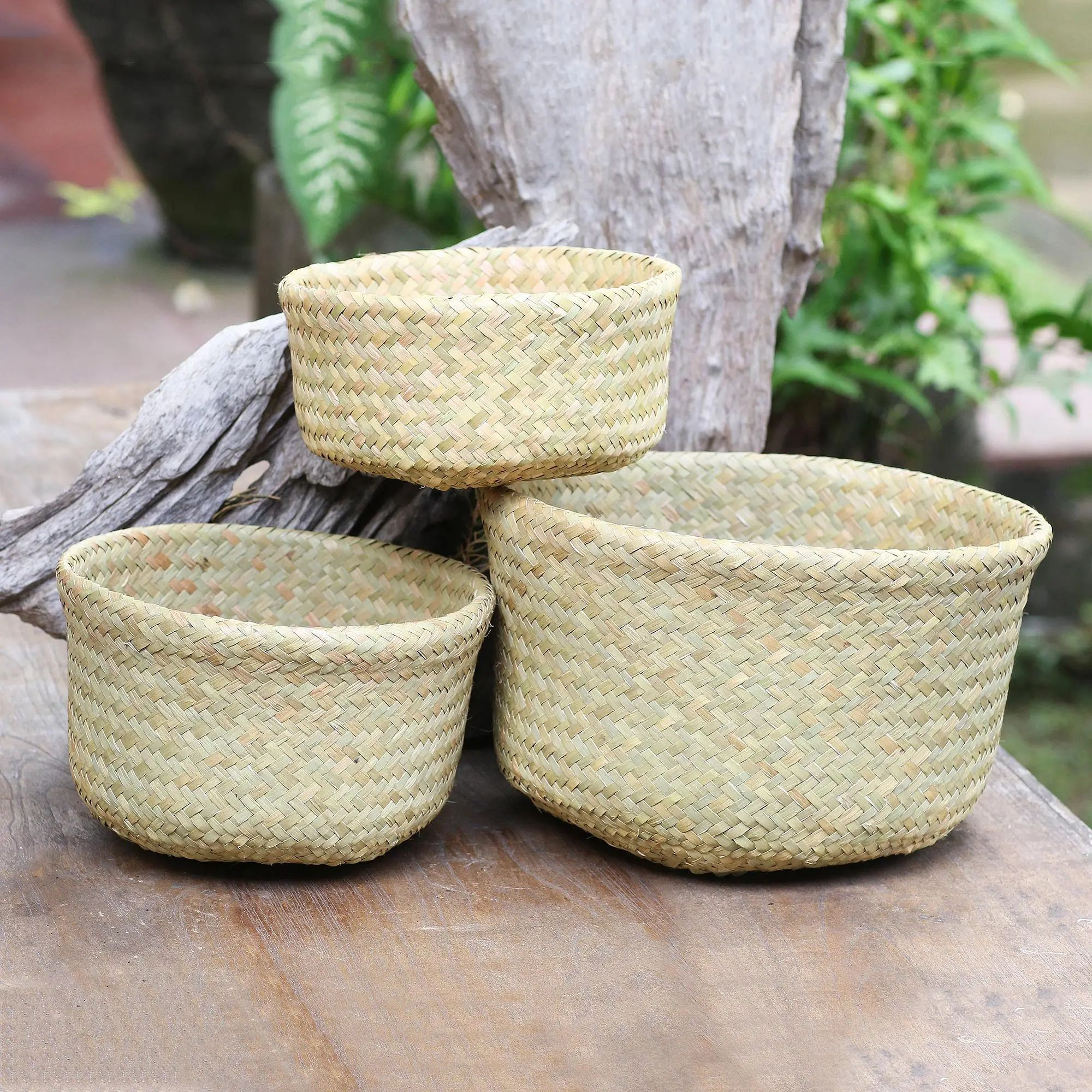 Natural Fiber Baskets, 'Bali Weave In Natural' (Set Of 3) | Natural ... intended for Sustainable Style Decorating Ethically with Natural Fiber Baskets